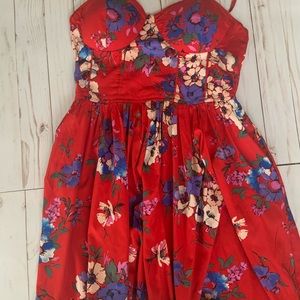 Junior red floral sundress adjustable straps